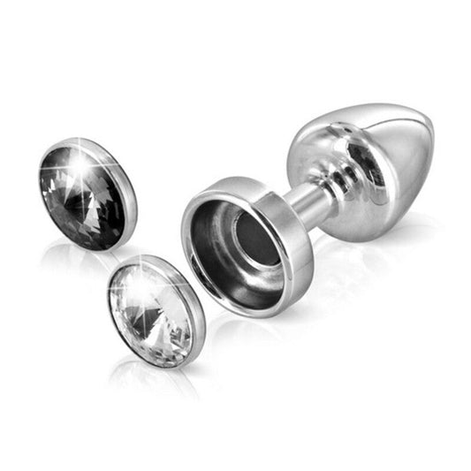 Anni butt plug magnet clair et noir 25 mm diogol 72332