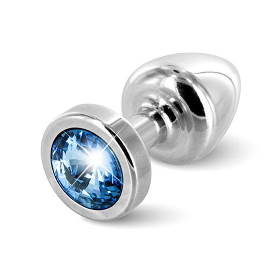 Anni butt plug rond argent et bleu 25 mm diogol 72707