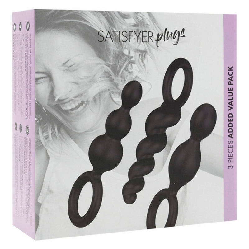 Rs   soiree   booty plug set 3 x noir satisfyer