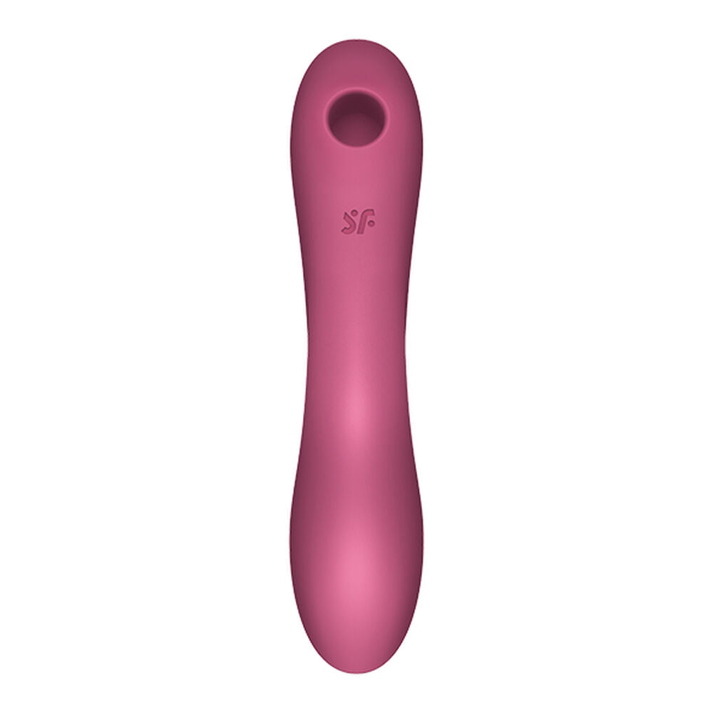 Stimulateur daspiration clitoridien satisfyer curvy trinity 3 vibromasseur air pulse inserable rouge