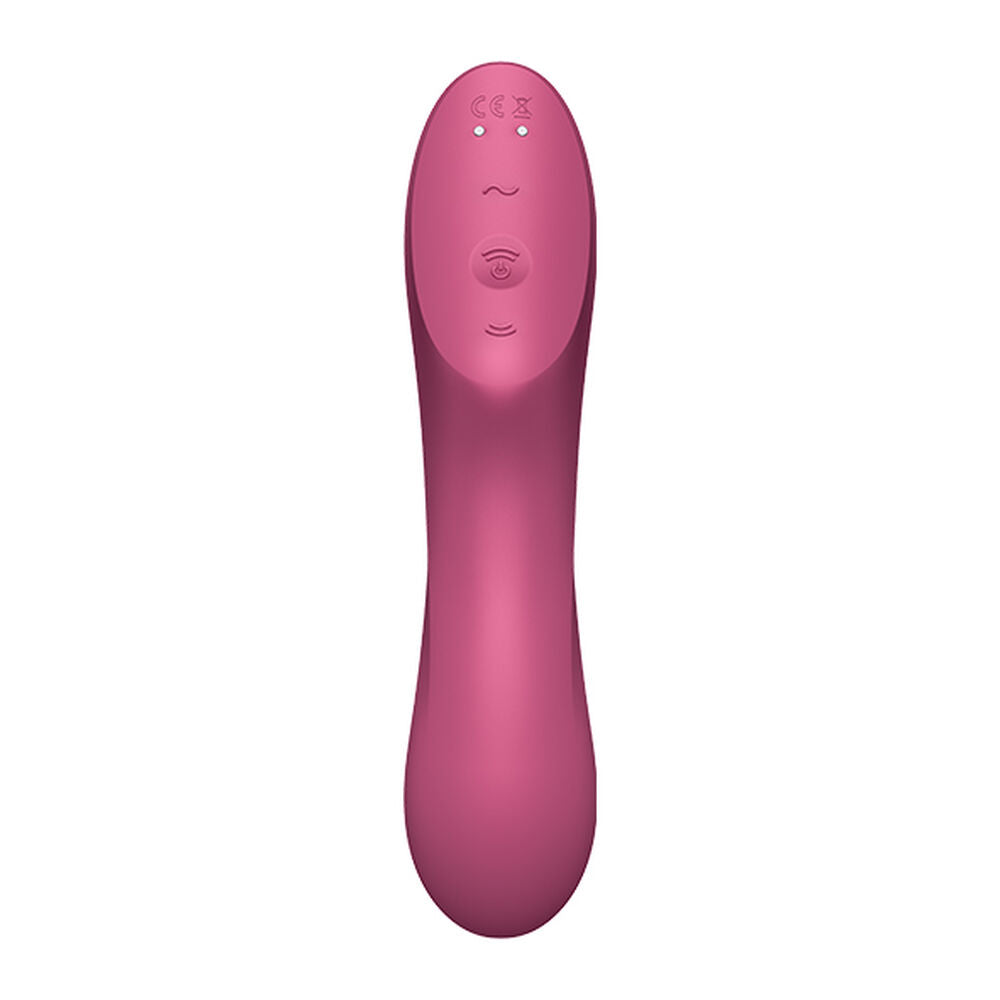 Stimulateur daspiration clitoridien satisfyer curvy trinity 3 vibromasseur air pulse inserable rouge