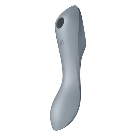 Stimulateur de clitoris a succion satisfyer curvy trinity 3 vibromasseur a impulsion dair inserable bleu gris