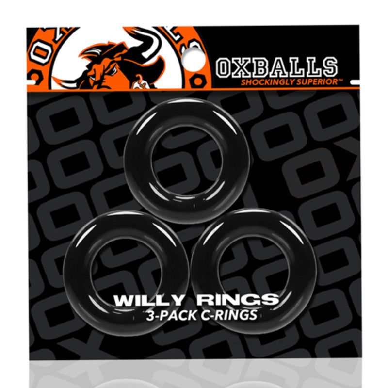 Tri ring cock cage oxballs willy rings pack noir 3 uds