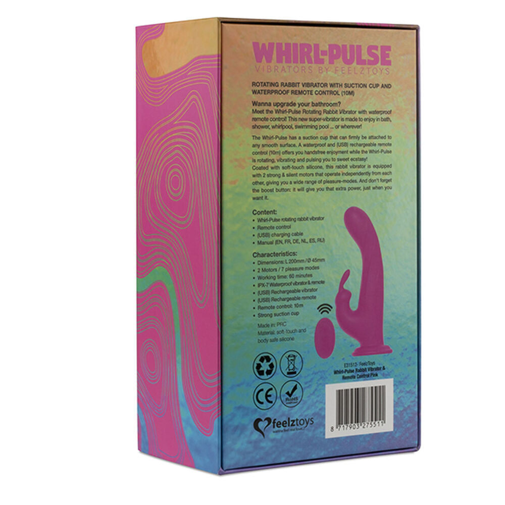 Vibromasseur rabbit whirl pulse et telecommande feelztoys fuchsia